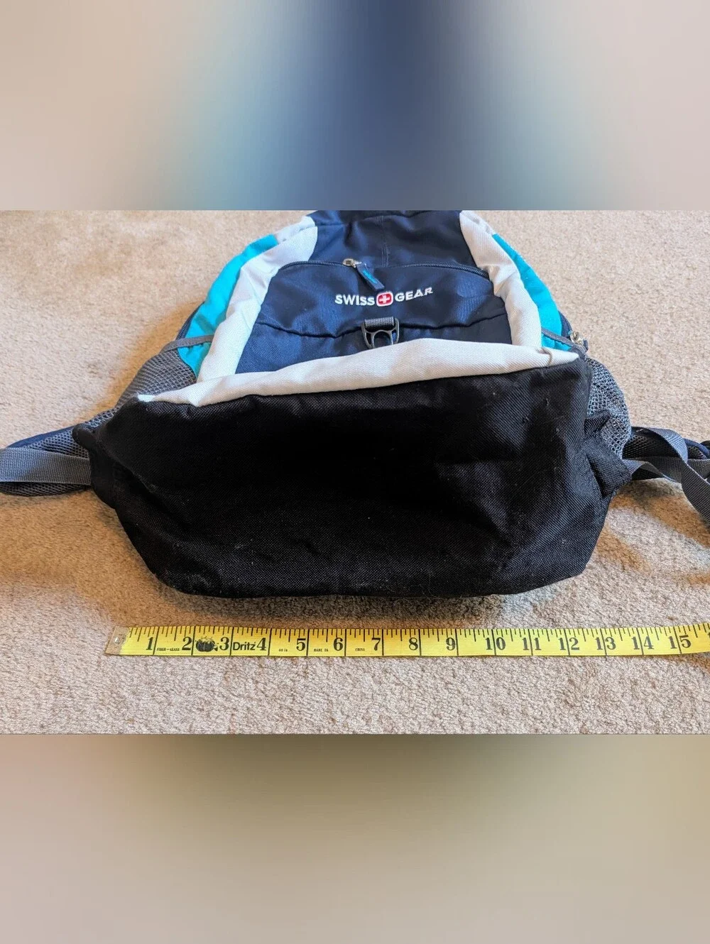Swiss Gear Canvas Backpack Navy Teal Gray Black Adjustable Padded Straps